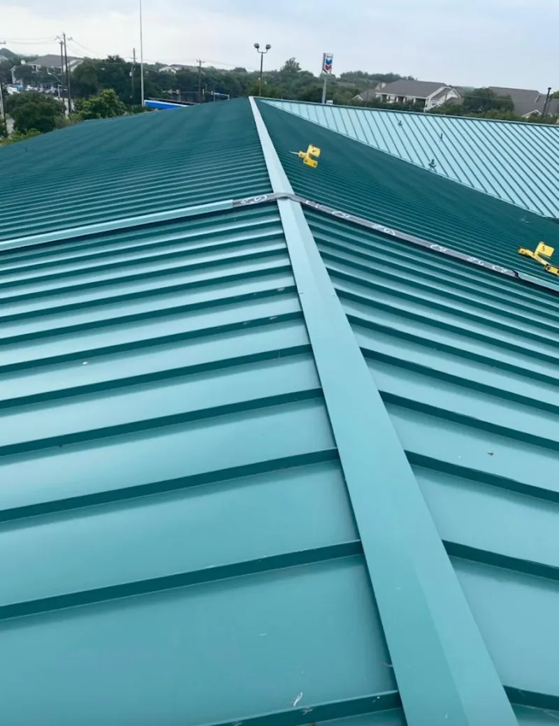 Green commercial metal roof ridge and valley for Metal Roof Repair in Culver City